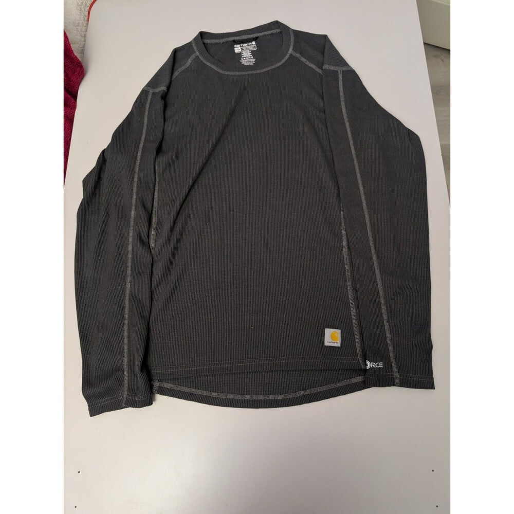 Carhartt Force Mens XL Thermal Shirt Waffle Knit Base Layer Gray MBL113 Shadow L